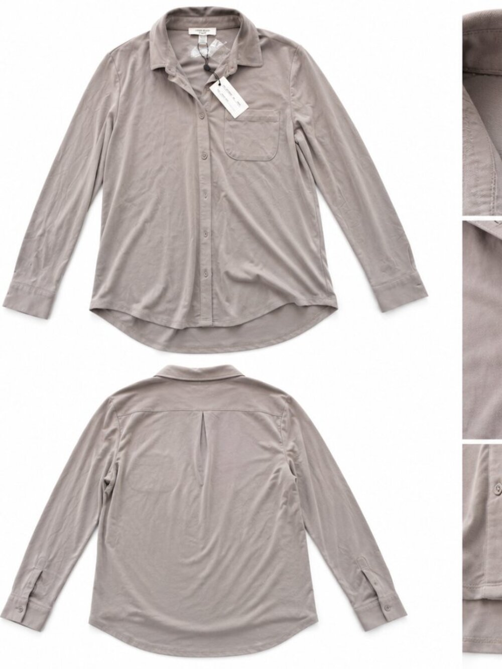NWT Cable & Gauge Studio Taupe Button Front Blouse Top Size Medium